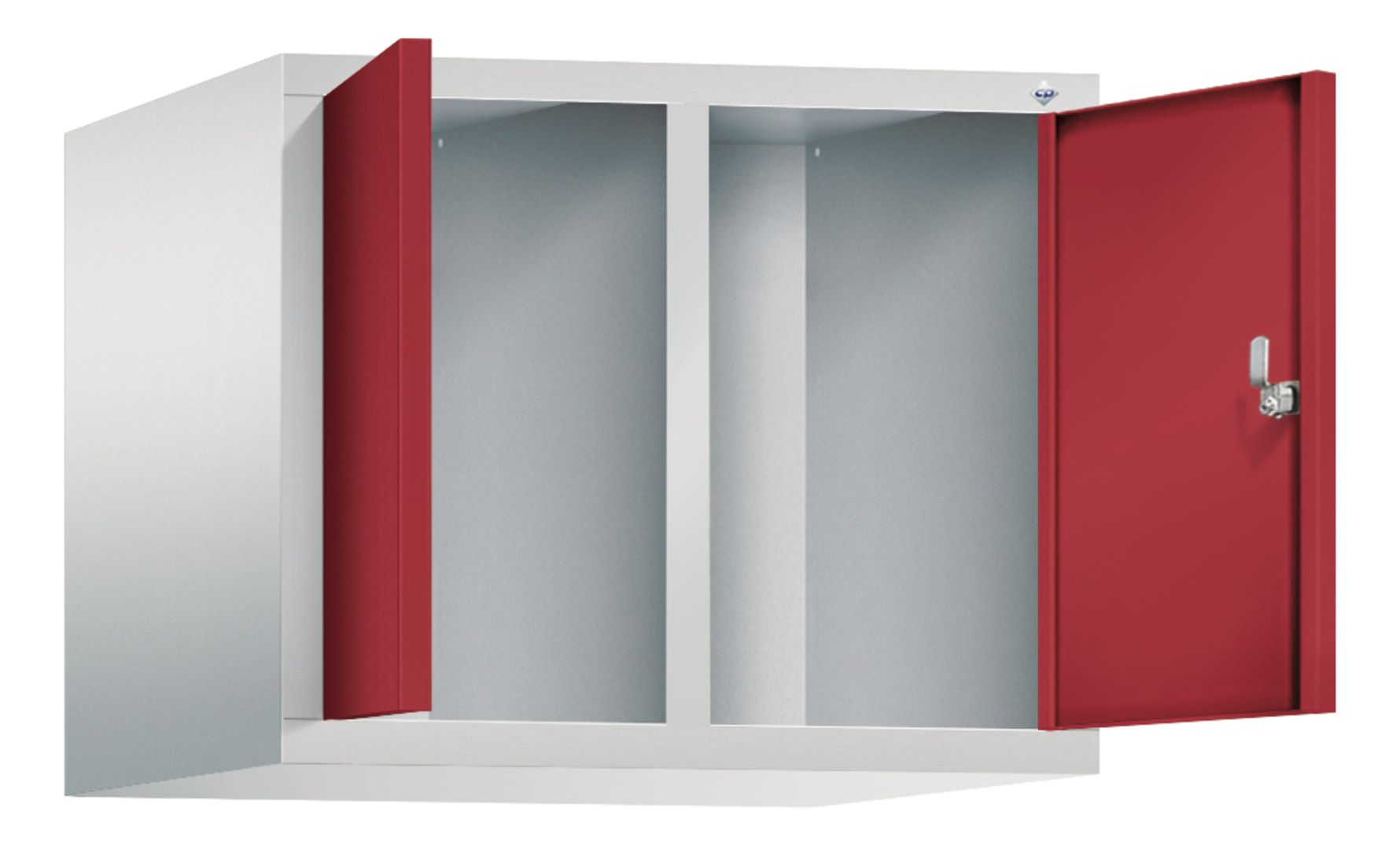 Aufsatzschrank für Spinde und Schließfachschränke, Doppeltüren, 2 Abteile, Korpus anthrazitgrau, Türfarbe anthrazitgrau, 500 x 610 x 500 mm (HxBxT)
