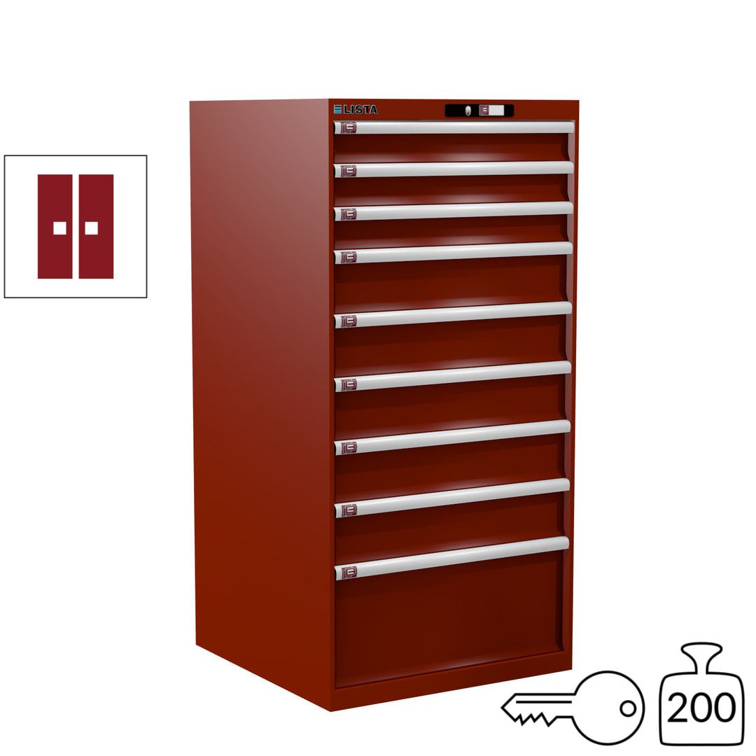 Lista Schubladenschrank - 13.106.010 - 1.450x717x725 mm (HxBxT) - 9 Schubladen - 200 kg - Key Lock - lichtblau (RAL 5012)