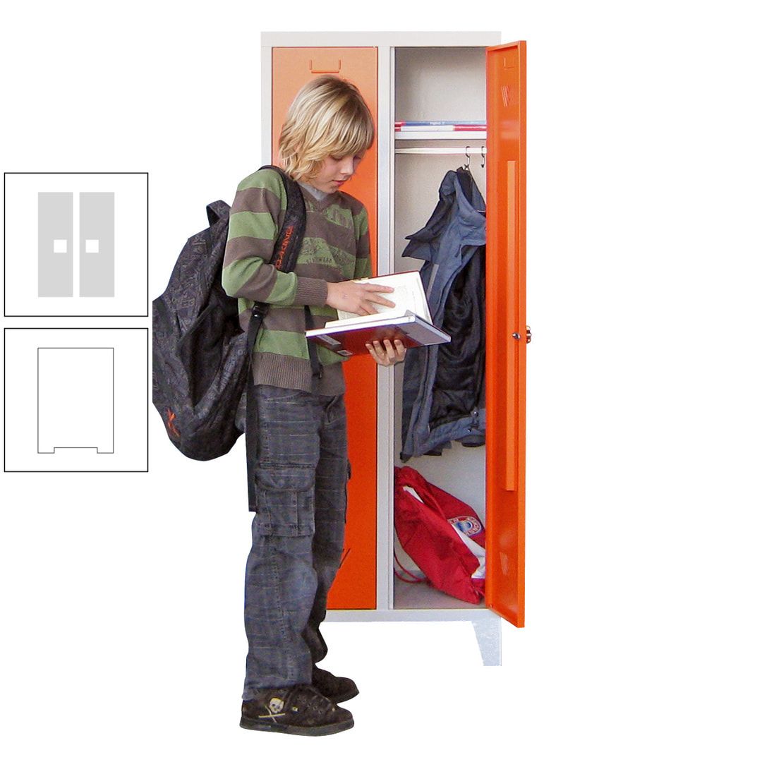 Spindschrank f. Schulen - mit Füßen - Höhe 1.600 mm - 3 Abteile a 300 mm - Drehriegel - anthrazitgrau