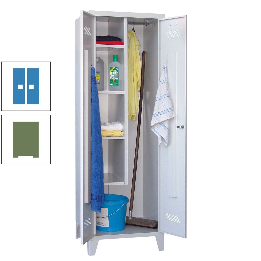 Putzschrank mit Füßen - 1 Abteil mit Trennwand - 1.850x600x500 mm (HxBxT) - Drehriegel - anthrazitgrau
