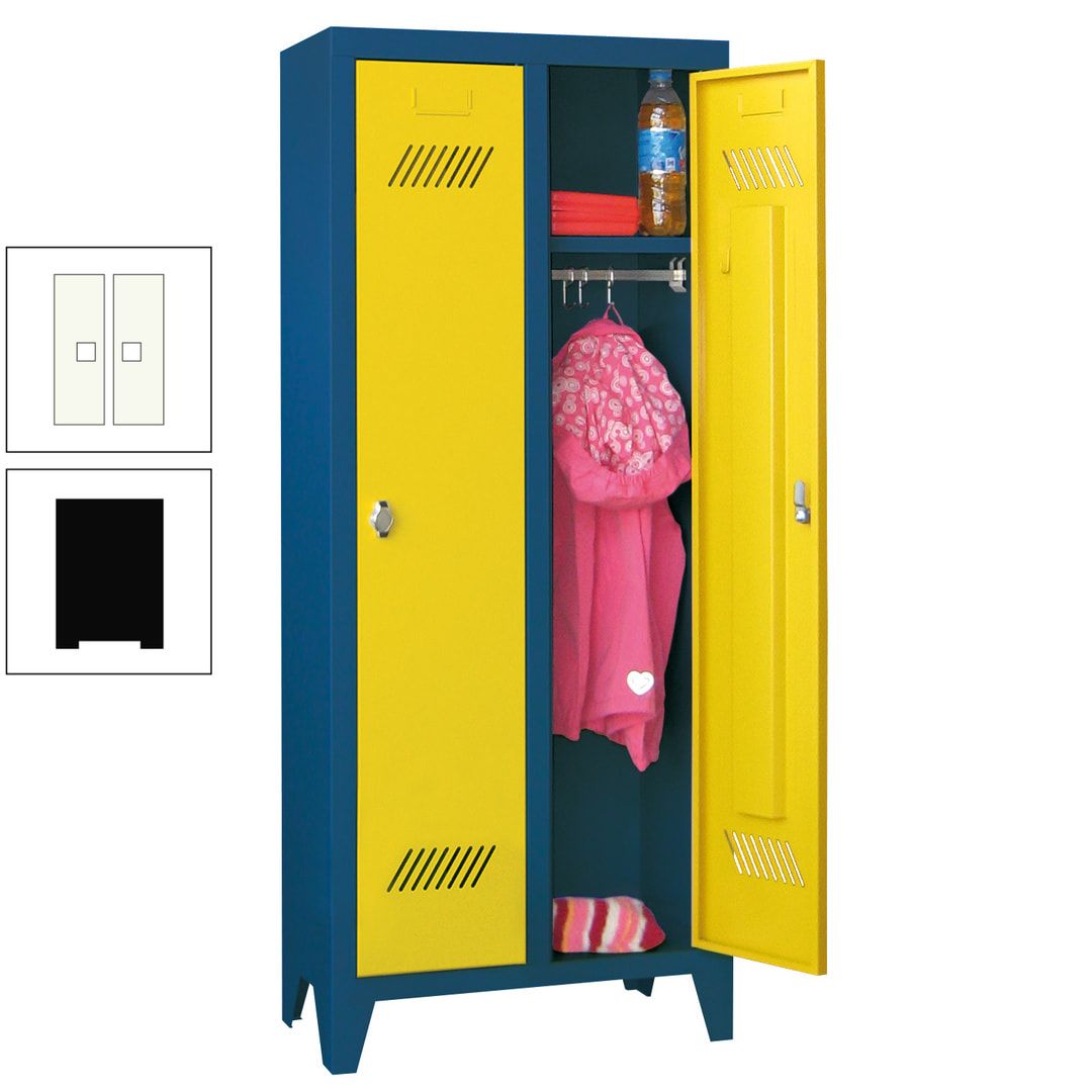 Spindschrank f. Kindergärten - mit Füßen - Höhe 1.300 mm - 2 Abteile a 250 mm - Zylinderschloss - anthrazitgrau