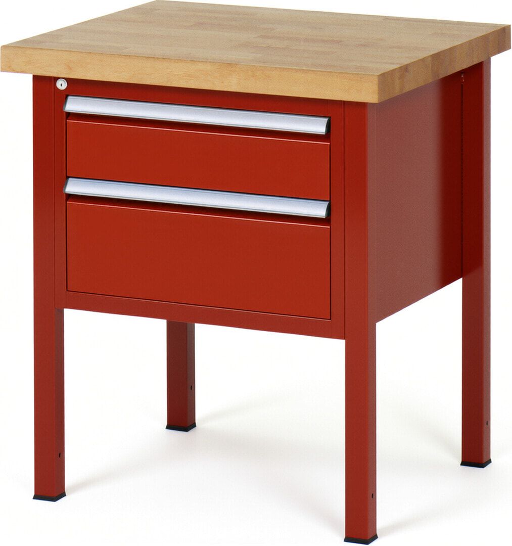 Werkbank - 2 Schubladen - Teilauszug - 150:1 / 210:1 - Höhe 840-1.040 mm - 750 x 700 mm - 1.250 kg - Buche - Anthrazitgrau