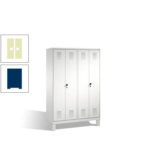 Doppel-Spind, Doppeltüren, Garderobenschrank mit Füßen, 4 Abteile a 300 mm, Korpus anthrazitgrau, Tür anthrazitgrau, 1.850 x 1.200 x 500 mm (HxBxT)