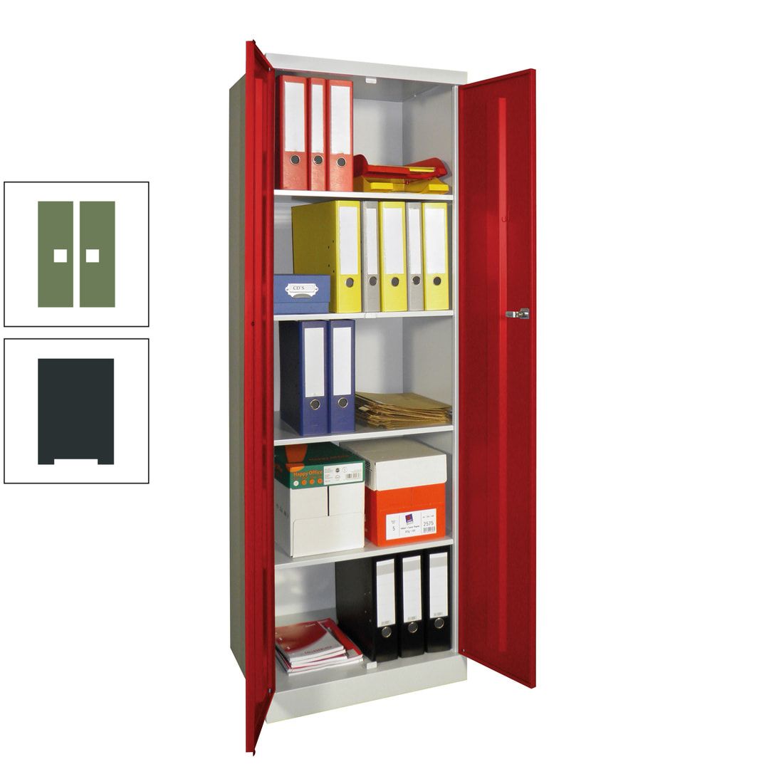 Aktenschrank - Sockel - 4 Böden - 1.800x600x500 mm (HxBxT) - Zylinderschloss - anthrazitgrau