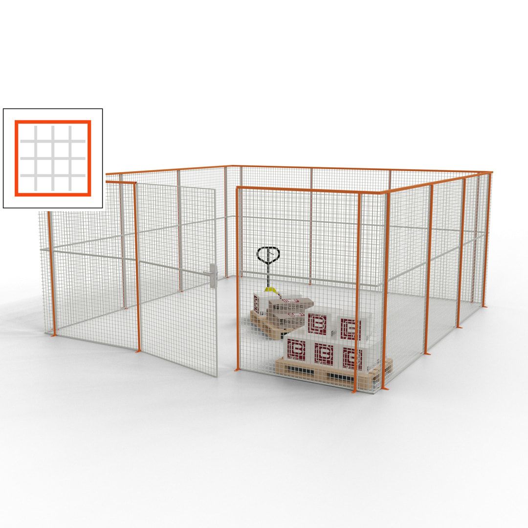 Maschinen Schutzgitter - Hallentrennwand - Sicherheitszaun - Tür - 18 m - 2.200 x 4.900 x 4.900 mm (HxBxT) - enzianblau