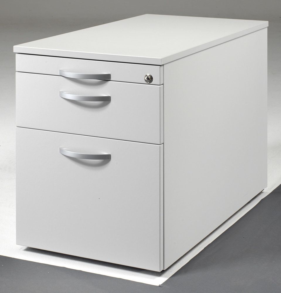 Rollcontainer, Metallschublade, Hängeregistratur, Utensilienfach, abschließbar, 565 x 438 x 600 mm (HxBxT), Frontfarbe Ahorn, Korpusfarbe Ahorn