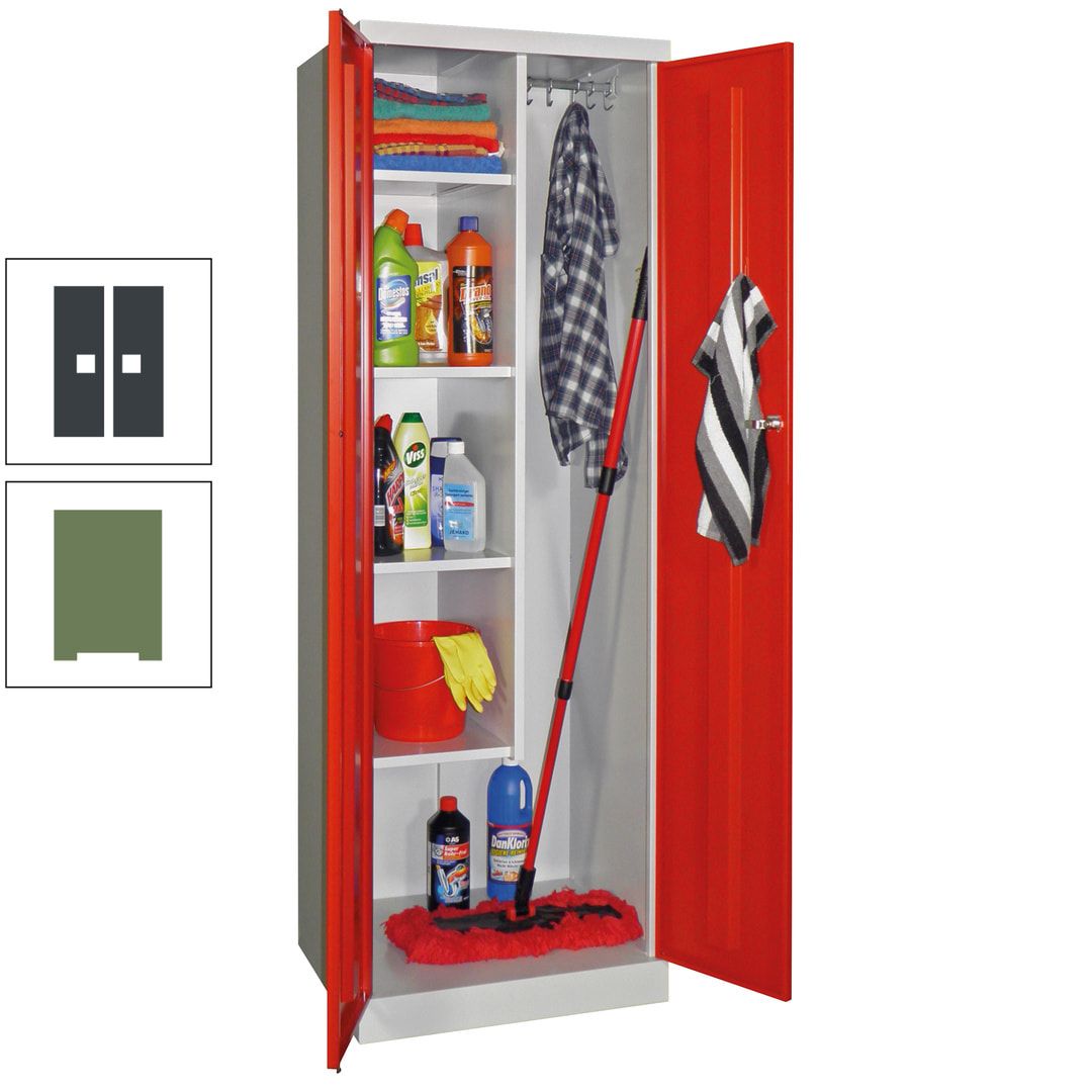 Putzschrank mit Sockel - 1 Abteil mit Trennwand - 1.800x600x500 mm (HxBxT) - Zylinderschloss - anthrazitgrau