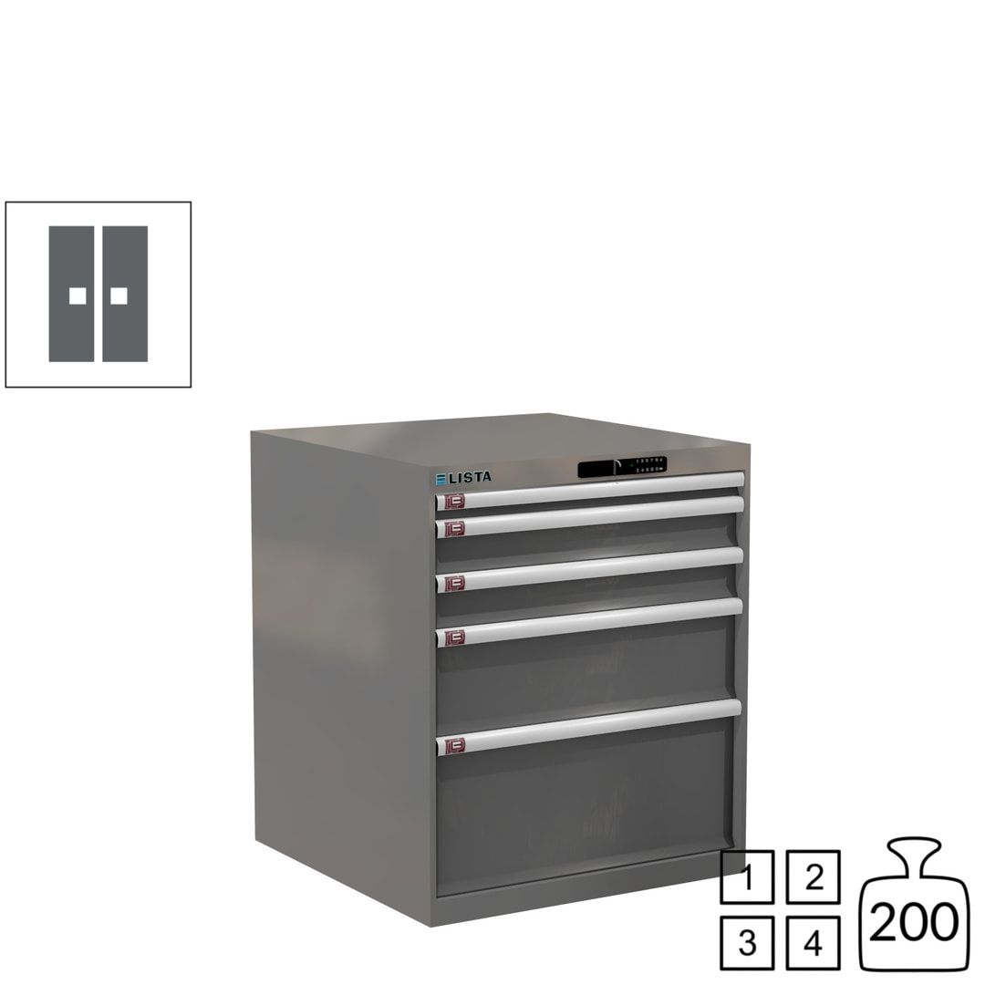 Lista Schubladenschrank - 14.411.010 - 850x717x725 mm (HxBxT) - 5 Schubladen - 75 kg - Key Lock - lichtblau (RAL 5012)
