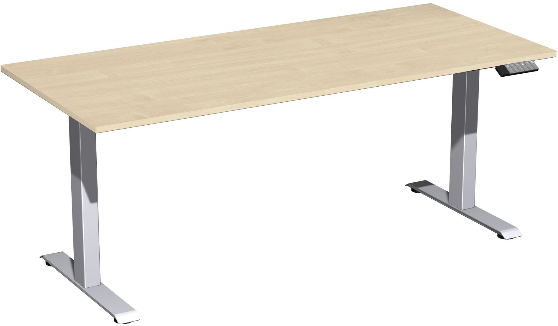 Schreibtisch, Elevate Basic, elektronisch höhenverstellbar, 730 - 1.230 x 1.200 x 800 mm (HxBxT), Gestell anthrazit, Dekor Ahorn