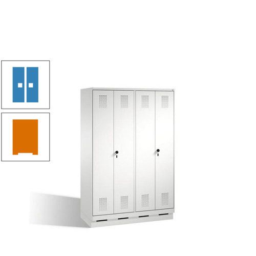 Doppel-Spind, Doppeltüren, Garderobenschrank mit Sockel, 4 Abteile a 300 mm, Korpus anthrazitgrau, Tür anthrazitgrau, 1.800 x 1.200 x 500 mm (HxBxT)