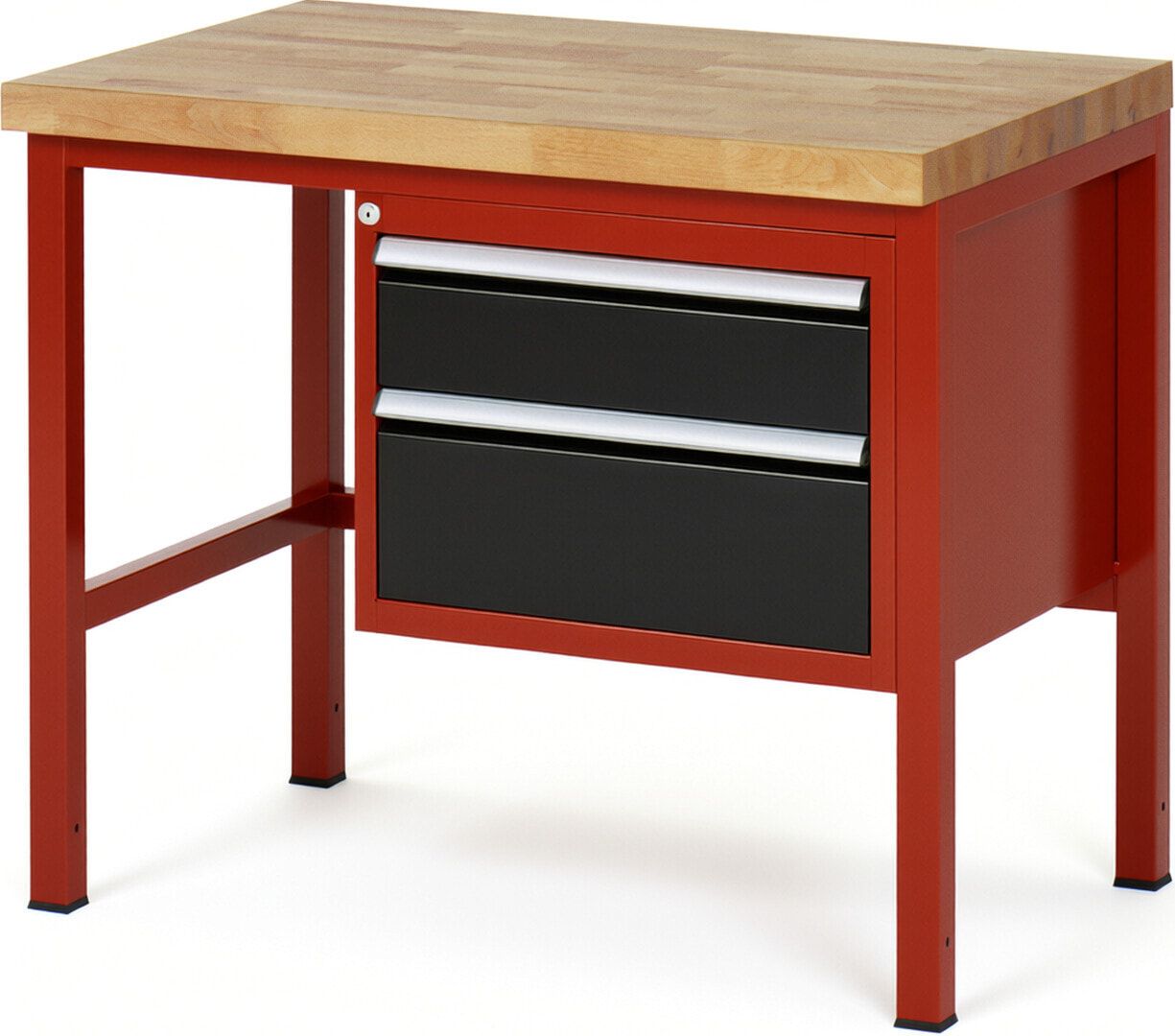 Werkbank - 2 Schubladen - Teilauszug - 150:1 / 210:1 - Höhe 840-1.040 mm - 1.000 x 700 mm - 1.250 kg - Buche - Anthrazitgrau