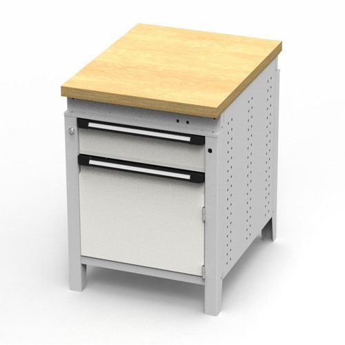 OTTOKIND Werkbank - Arbeitsplatte bündig - 850 x 605 x 750 mm (HxBxT) - Schublade - Schrank - lichtgrau