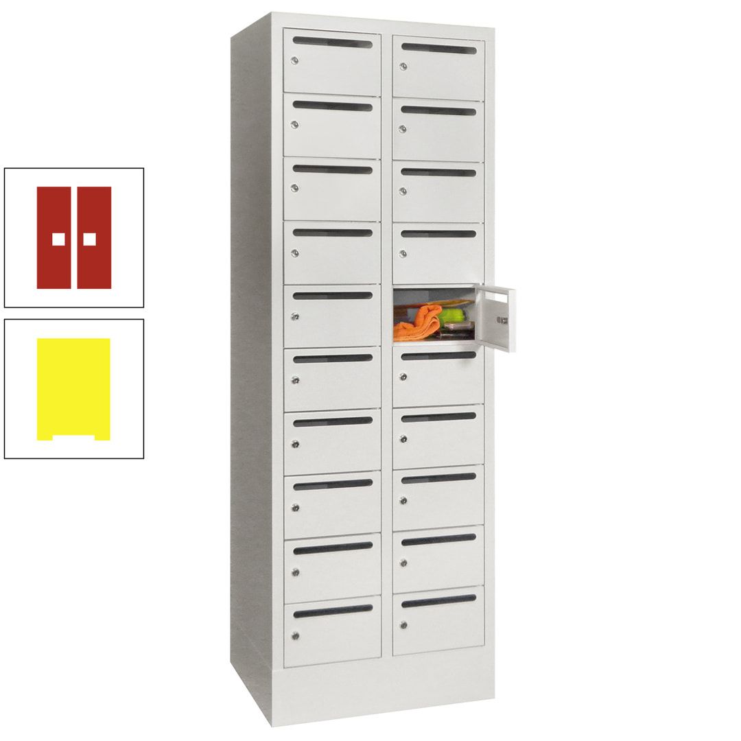 Postverteilerschrank, Schließfachschrank, 2 Abteile a 300 mm, 20 Fächer, 1.850 x 600 x 500 mm (HxBxT), Korpus anthrazitgrau, Front anthrazitgrau