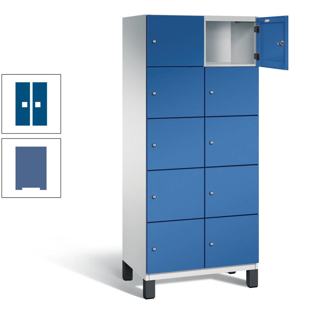 Fächerschrank, Stahlschrank, 10 Fächer, Türöffnungsbegrenzer, Füße, 1.980 x 800 x 525 mm (HxBxT), Korpus anthrazitgrau, Front anthrazitgrau