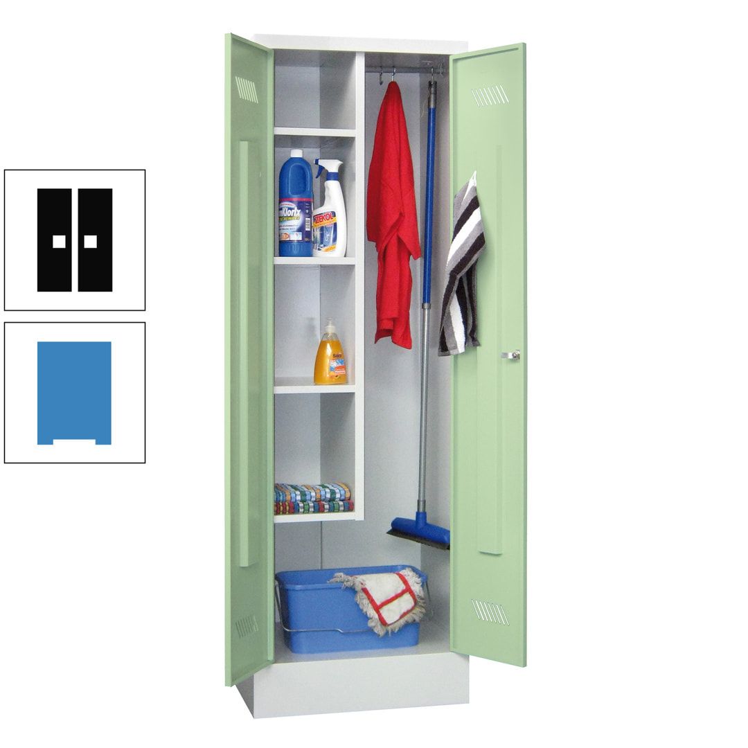 Putzschrank mit Sockel - 1 Abteil mit Trennwand - 1.850x600x500 mm (HxBxT) - Drehriegel - anthrazitgrau