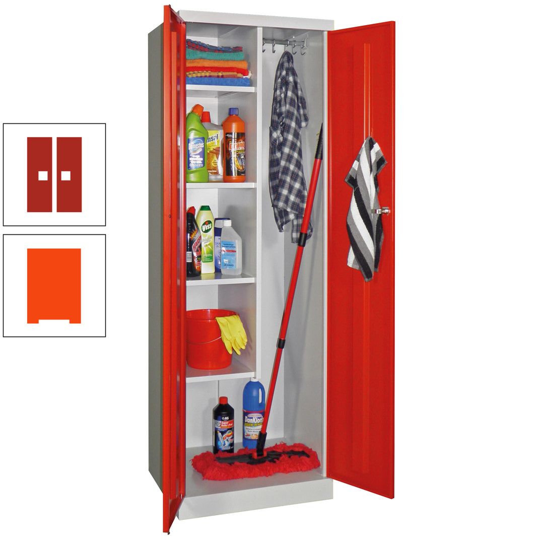 Putzschrank mit Sockel - 1 Abteil mit Trennwand - 1.800x600x500 mm (HxBxT) - Zylinderschloss - anthrazitgrau
