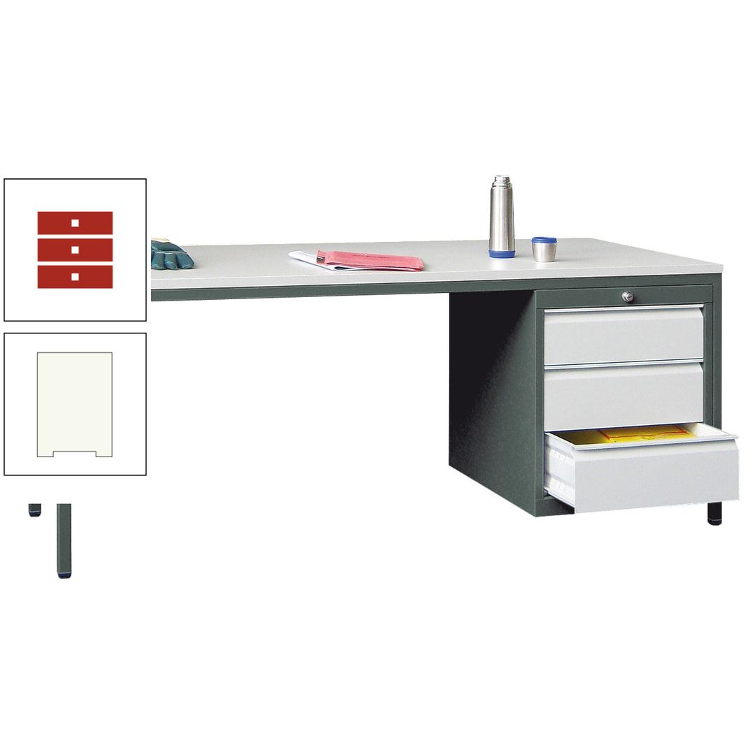 Meisterschreibtisch - 3 Schubladen 150 / 175 mm - 720 x 1.700 x 800 mm (HxBxT) - anthrazitgrau