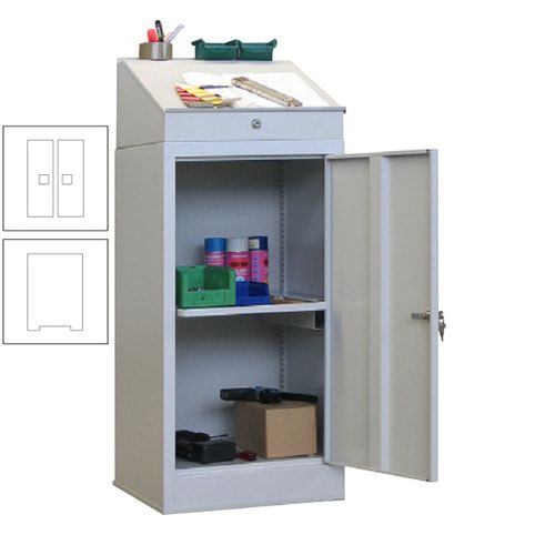 Stehpult mit Schrank - Vollblechtür - Zylinderschloss - 1 Ausziehboden - 1.270x500x500 mm (HxBxT) - anthrazitgrau