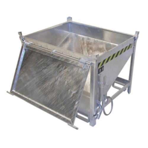 BAUER Schüttgutbehälter - Silobehälter - 750 l, 1.000kg - Farbe feuerrot, stirnseitige Klappe, Einfahrtaschen für Gabelstapler