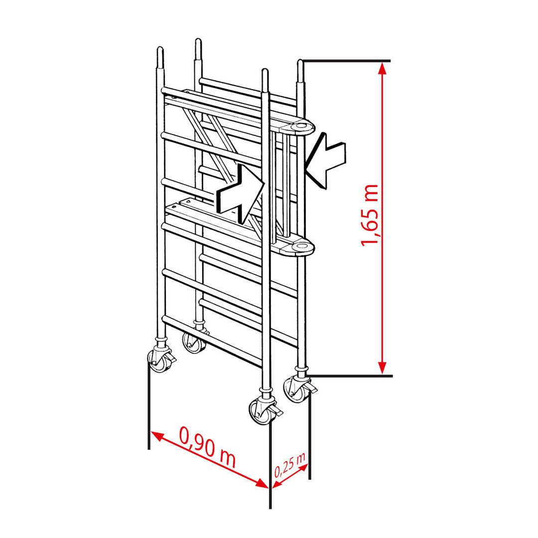 Klappbares Fahrgerüst - mit Ausleger - 1.800 x 1.900 x 800 mm (HxBxT) - Hymer Aluminium Gerüst