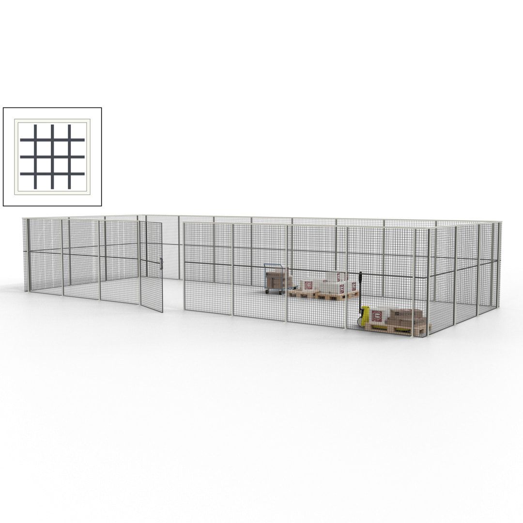 Maschinen Schutzgitter - Hallentrennwand - Sicherheitszaun - Tür - 33 m - 2.200 x 12.400 x 4.900 mm (HxBxT) - enzianblau