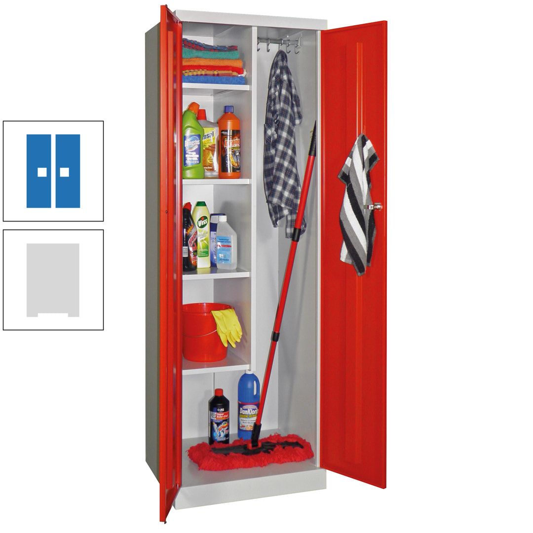 Putzschrank mit Sockel - 1 Abteil mit Trennwand - 1.800x600x500 mm (HxBxT) - Zylinderschloss - anthrazitgrau