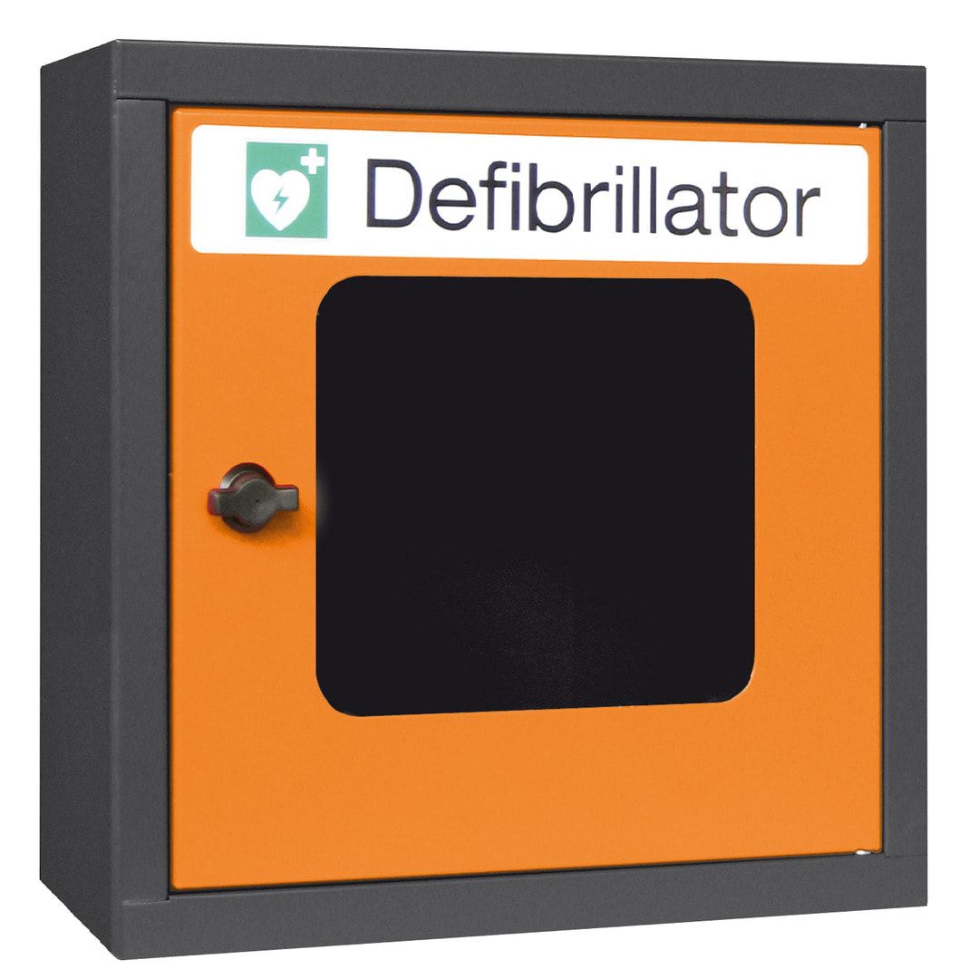 Defibrillatorenschrank - 400 x 400 x 200 mm (HxBxT) - Sichtfenster - anthrazitgrau