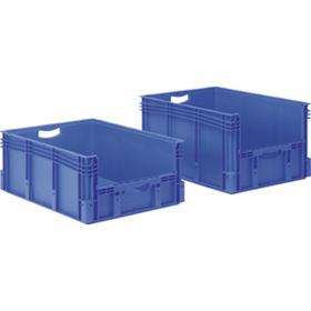 Euro-Stapelbehälter - 60 kg - 600 x 800 mm (BxT) - Öffnung Stirnseite - blau - Volumen wählbar