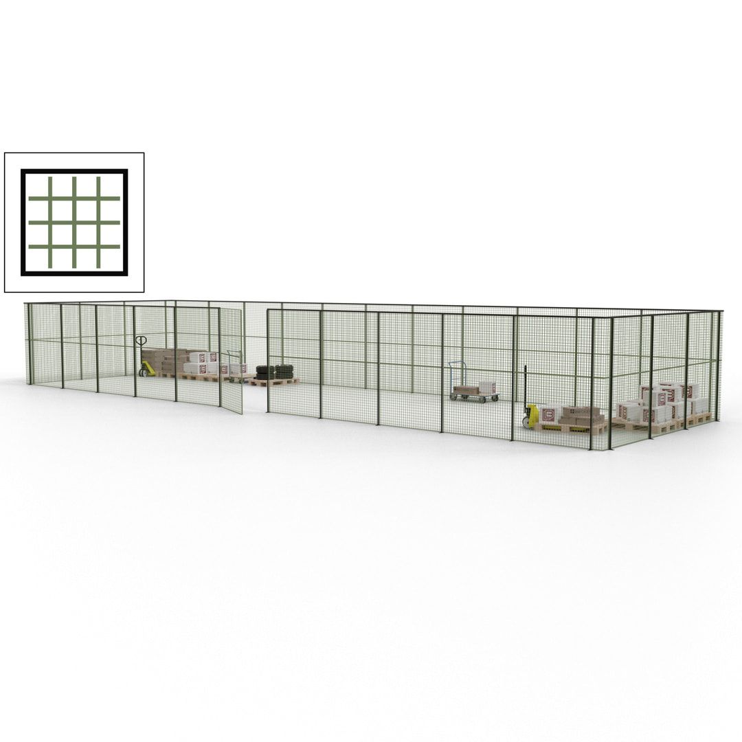 Maschinen Schutzgitter - Hallentrennwand - Sicherheitszaun - Tür - 42 m - 2.200 x 16.900 x 4.900 mm (HxBxT) - enzianblau