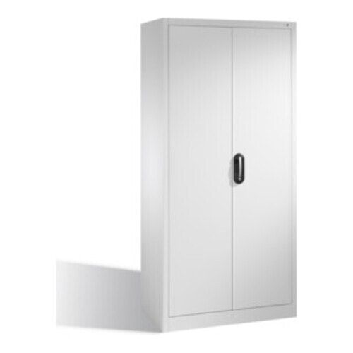 Büroschrank, Aktenschrank mit 6 Pendelstangen, für Elba/Leitz Pendelmappen, Korpusfarbe lichtgrau, Türfarbe enzianblau, 1.950 x 930 x 400 mm (HxBxT)
