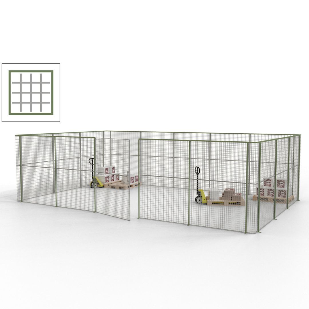 Maschinen Schutzgitter - Hallentrennwand - Sicherheitszaun - Tür - 22 m - 2.200 x 7.900 x 4.900 mm (HxBxT) - enzianblau