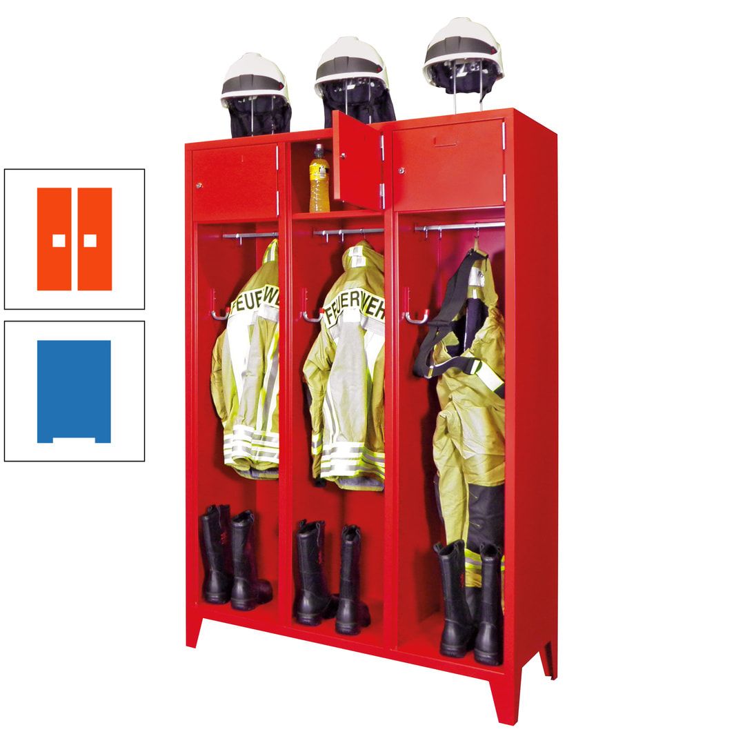 Feuerwehrschrank - 2 Abteile - Ablagefach mit Tür, Etikettenrahmen - 2.100 x 830 x 500 mm (HxBxT) - anthrazitgrau