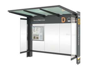 Buswartehalle, Haltestelle, Unterstand, mit Seitenverkeidungen, ESG, Fahrplankasten, Farbe wählbar, 2.450 x 3.000 x 1.550 mm (HxBxT)