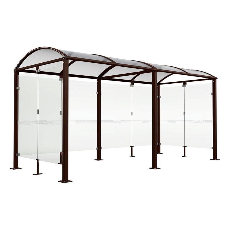 Fahrradunterstand, Fahrradüberdachung, All-in-One + Zusatz, Sicherheitsglas, 2.635 x 5.000 x 2.090 mm (HxBxT), auf Bodenplatten, Farbe enzianblau