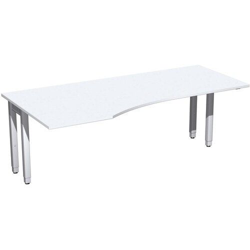 Eckschreibtisch, Ecke links, Füße einseitig verkürzt, 4-Fuß Quadrat Pro, höhenverstellbar, 680-800 x 1.600x 1.000 mm (HxBxT), Dekor Ahorn