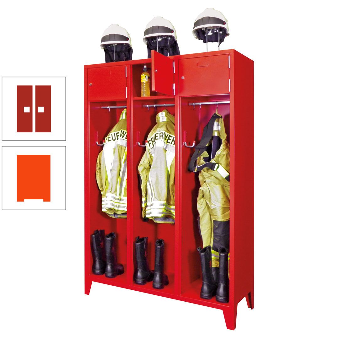 Feuerwehrschrank - 2 Abteile - Ablagefach mit Tür, Etikettenrahmen - 2.100 x 830 x 500 mm (HxBxT) - anthrazitgrau