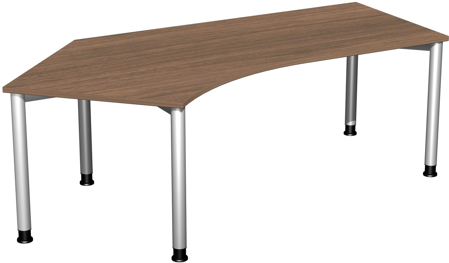 Schreibtisch, einseitig verkürzt, 4-Fuß Flex, Winkel links, höhenverstellbar, 680-800 x 2.166 x 1.130 mm (HxBxT), Gestell anthrazit, Dekor lichtgrau