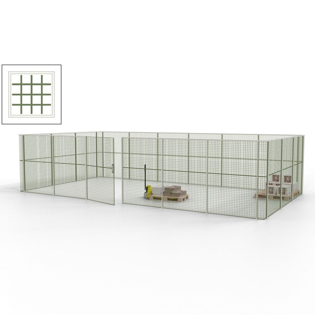 Maschinen Schutzgitter - Hallentrennwand - Sicherheitszaun - Tür - 27 m - 2.200 x 9.400 x 4.900 mm (HxBxT) - enzianblau