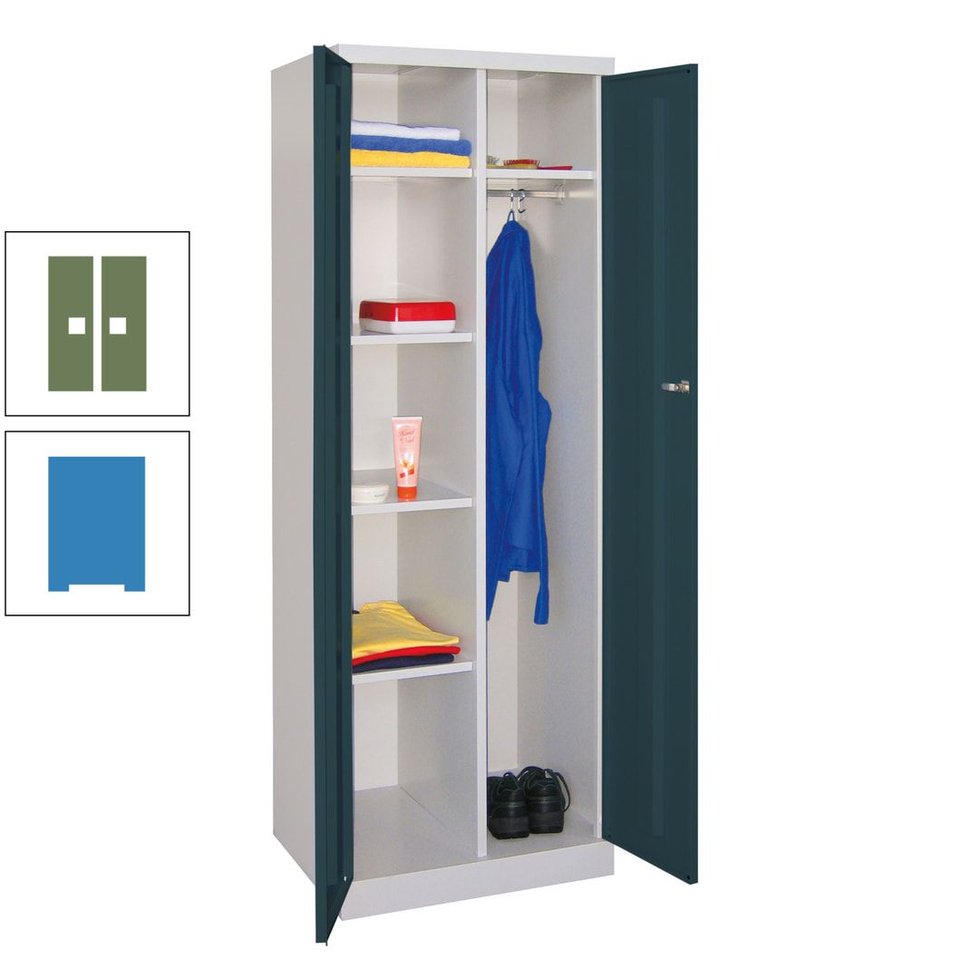 Kleiderschrank mit Sockel - Spind - 1 Abteil mit Trennwand - 1.800x600x500 mm (HxBxT) - Zylinderschloss - anthrazitgrau