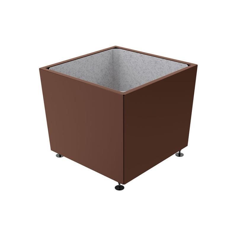 Pflanzkübel, 2 mm Stahlblech fvz, innen Blech feuerverzinkt mit Verladungsgriffen, verstellbare Füße, 760 x 785 x 785 mm (HxBxT), enzianblau