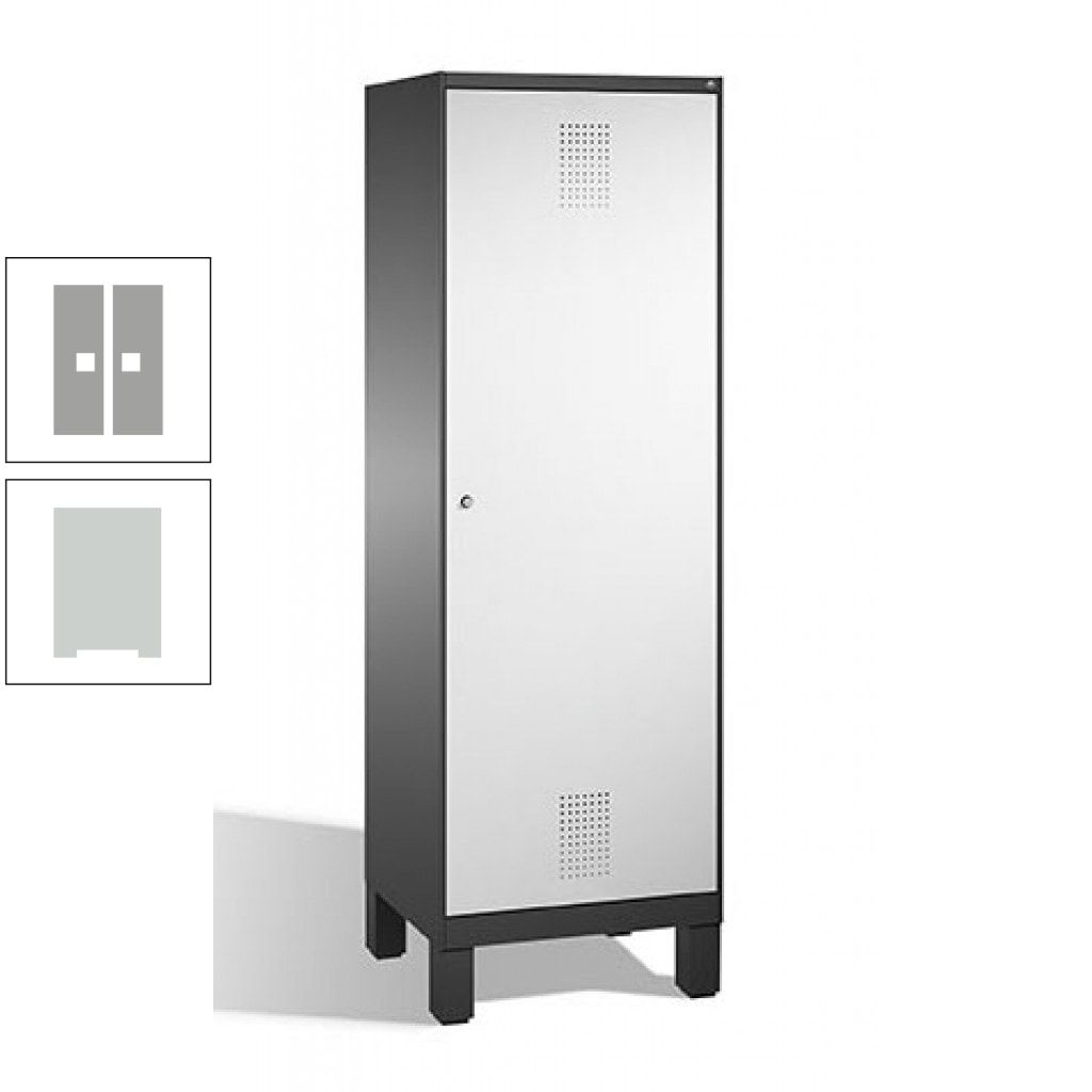 Doppel-Spind, Garderobenschrank, 1 Tür für 2 Abteile a 300 mm, Korpus anthrazitgrau, Türen anthrazitgrau, 1.850 x 600 x 500 mm (HxBxT)