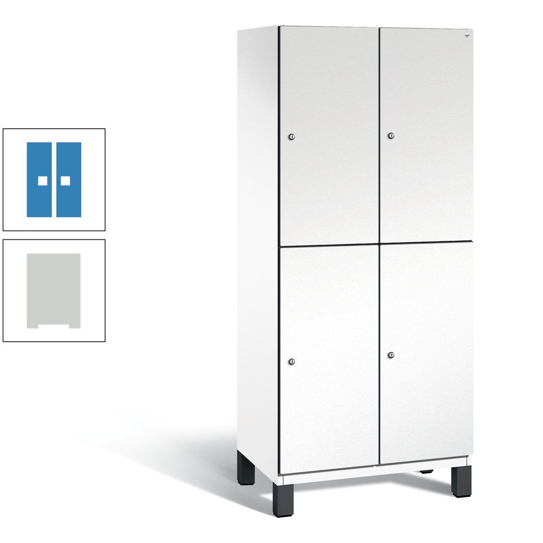 Fächerschrank, Stahlschrank, doppelstöckig, 4 Fächer, Füße, Korpus anthrazitgrau, Tür anthrazitgrau, 1.980 x 800 x 525 mm (HxBxT)