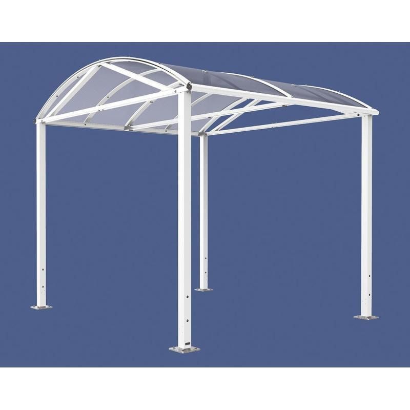 Fahrradüberdachung, Unterstand, 5 Plätze, Grundmodell, Bogendach, Entwässerung, Stahl, 2.640 x 2.520 x 2.830 mm (HxBxT), Farbe enzianblau