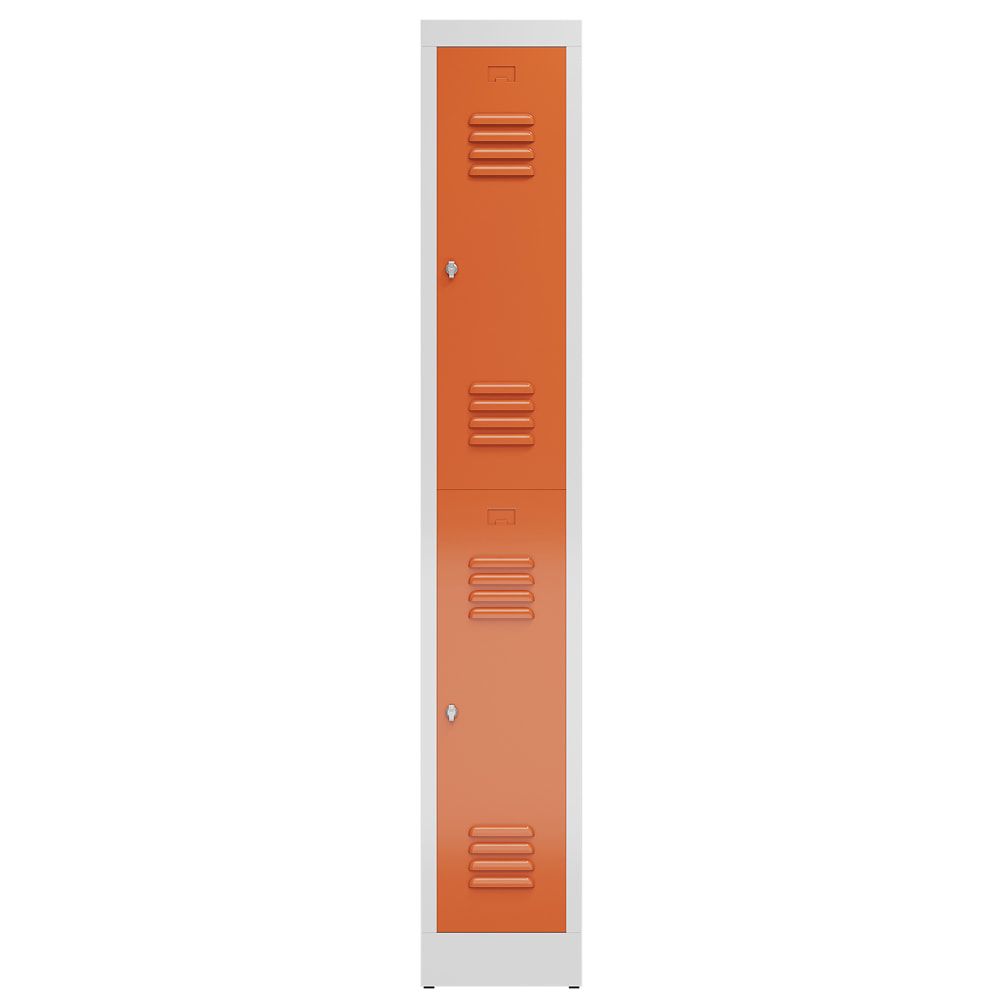 Garderobenschrank, Doppelstockspind, 1 Abteil, 2 Fächer, 1.800 x 310 x 500 mm (HxBxT), Stahl, Drehriegel, Korpus: lichtgrau, Front: anthrazitgrau