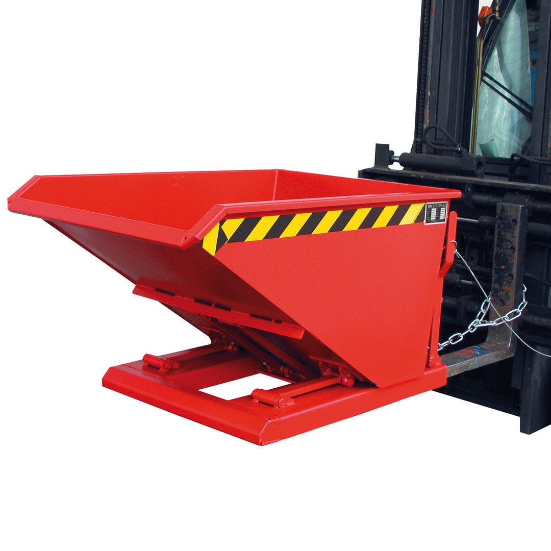 BAUER Kippbehälter - 1.000 l Volumen - 1.500 kg - Scheren-Kippmechanismus - feuerrot