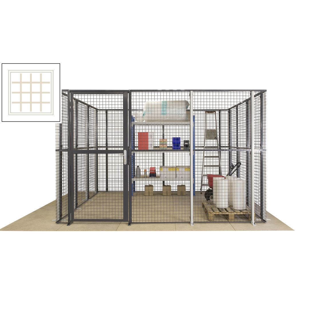 Maschinen Schutzgitter - Hallentrennwand - Sicherheitszaun - Tür - 108 m - 2.200 x 33.400 x 21.400 mm (HxBxT) - enzianblau