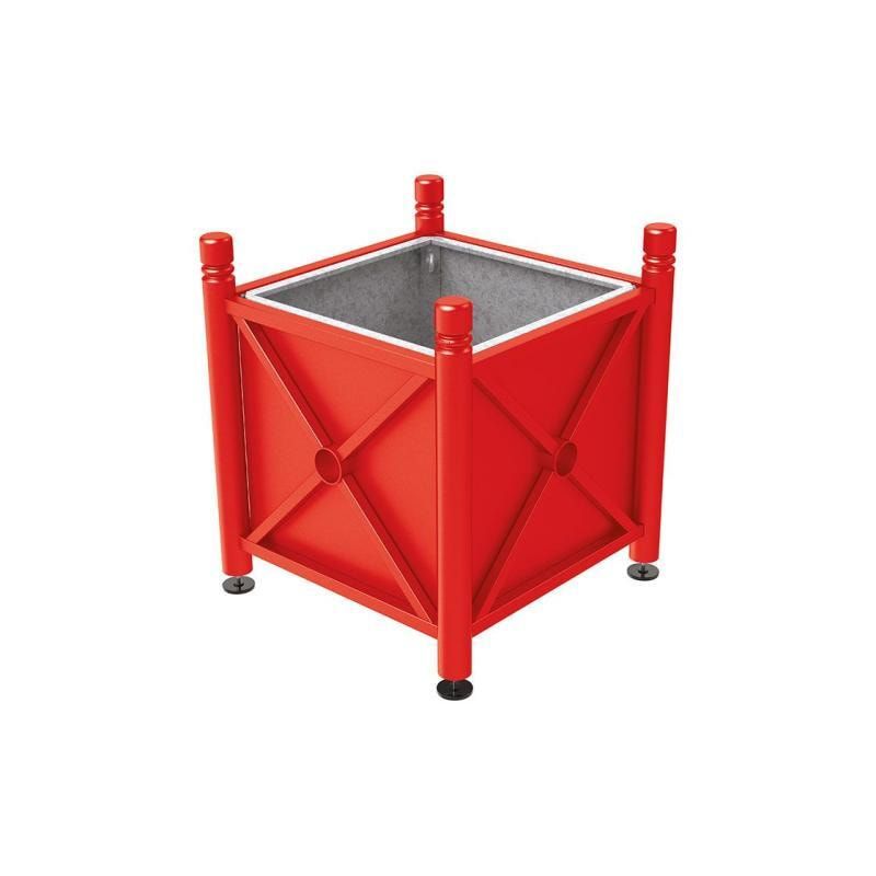Pflanzbehälter, Stahlblech feuerverzinkt, verstellbare Füße, Innenfach feuerverzinkt, Kopf Agora, 750 x 800 x 800 mm (HxBxT), enzianblau