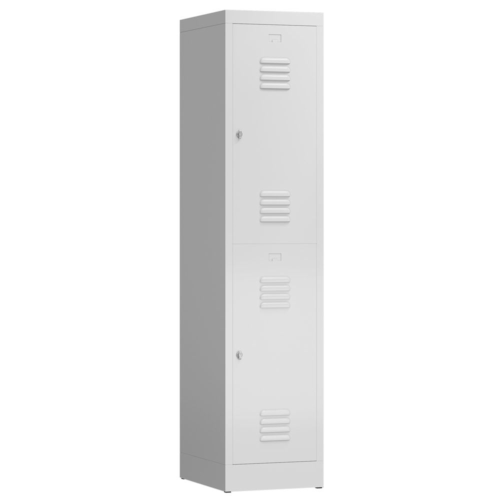 Garderobenschrank, Doppelstockspind, 1 Abteil, 2 Fächer, 1.800 x 415 x 500 mm (HxBxT), Drehriegel, Stahl, Korpus: lichtgrau, Front: anthrazitgrau