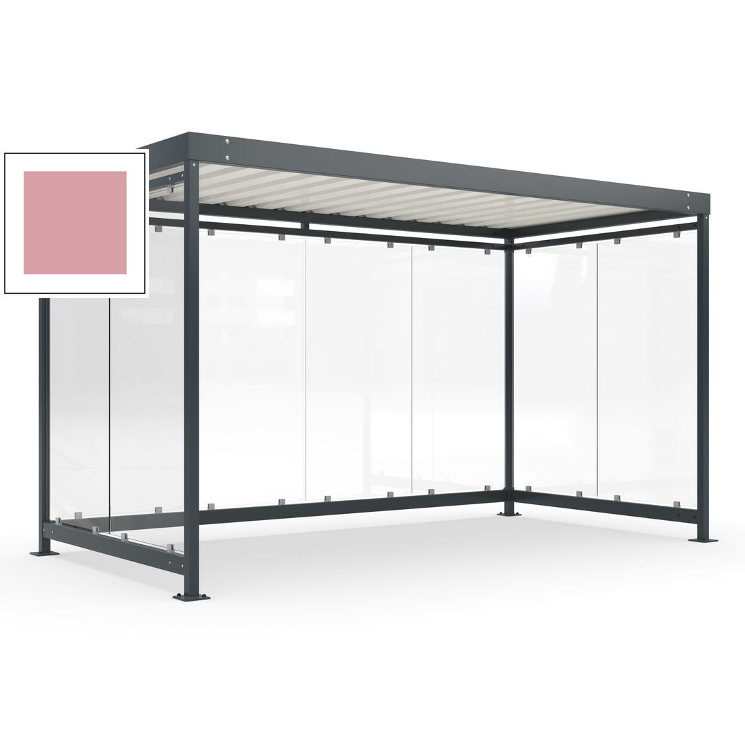 Fahrradunterstand, Fahrgastunterstand, Bushaltestelle, Bausatz, 12-13 Personen, 2.510 x 4.195 x 2.165 mm (HxBxT), 8 Wände, Achatgrau