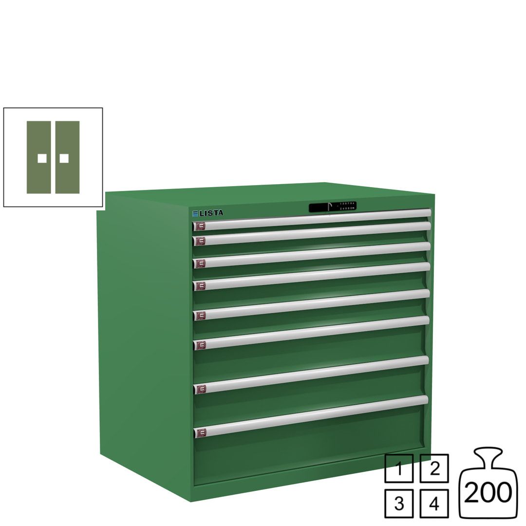 Lista Schubladenschrank - 12.541.010 - 1.000x1.023x725 mm (HxBxT) - 8 Schubladen - 200 kg - Key Lock - lichtblau (RAL 5012)